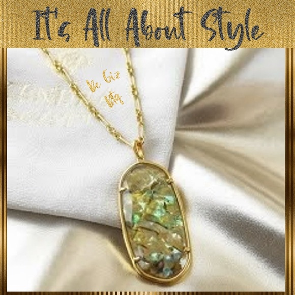 🆕 Authentic Kendra Scott Faceted Reid White Abalone Vintage Gold Long Necklace - Picture 6 of 8